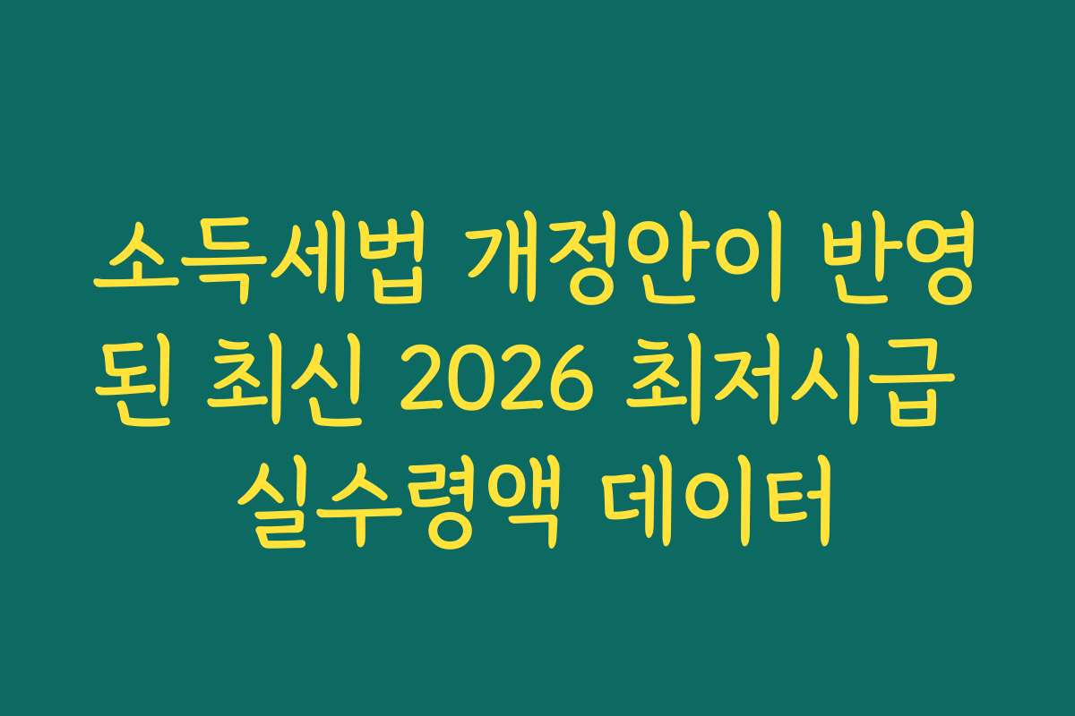 소득세법 개정안이 반영된 최신 2026 최저시급 실수령액 데이터