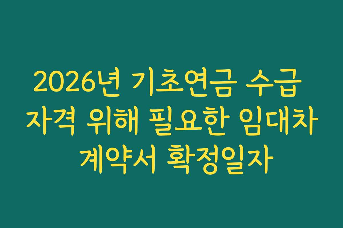 2026년 기초연금 수급 자격 위해 필요한 임대차 계약서 확정일자