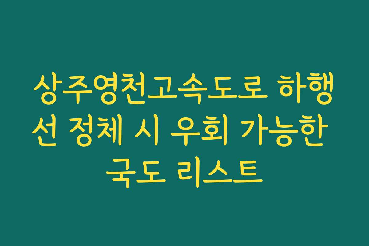 상주영천고속도로 하행선 정체 시 우회 가능한 국도 리스트