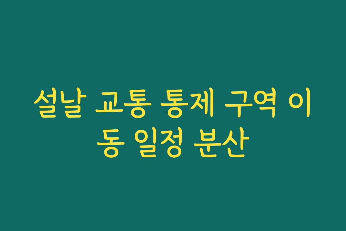 설날 교통 통제 구역 이동 일정 분산