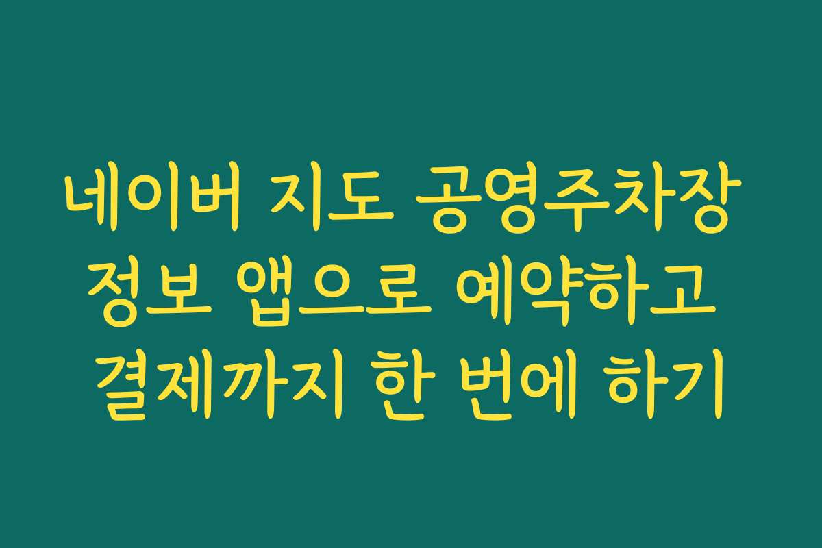 네이버 지도 공영주차장 정보 앱으로 예약하고 결제까지 한 번에 하기 네이버 지도 공영주차장 정보 앱으로 예약하고 결제까지 한 번에 하기