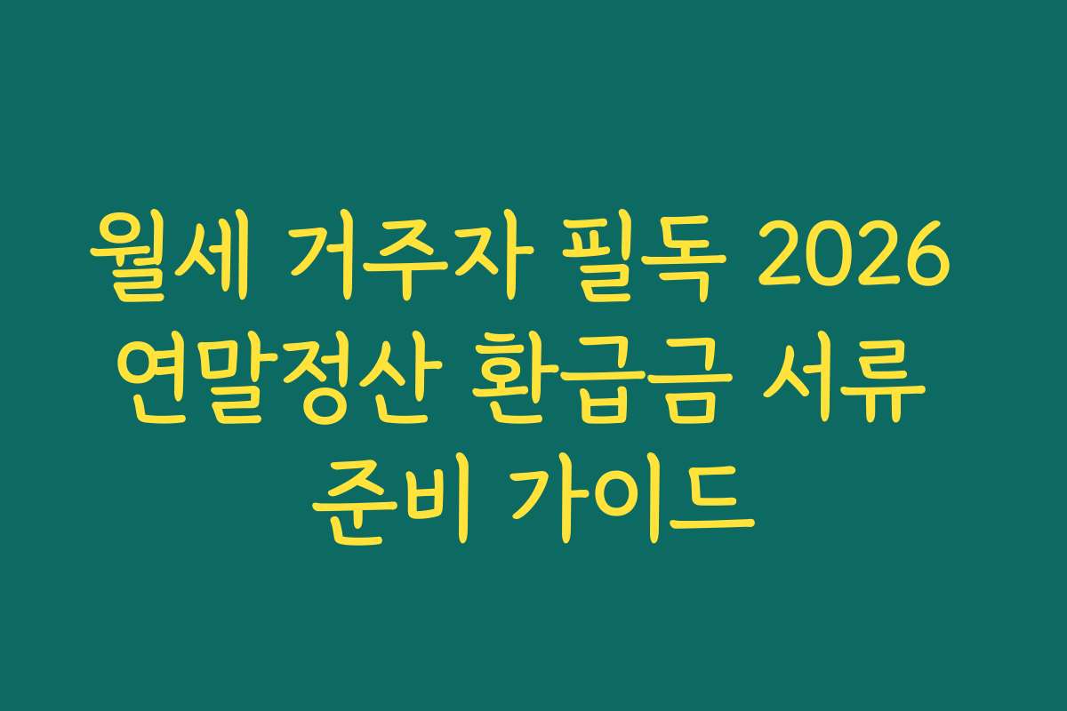 월세 거주자 필독 2026 연말정산 환급금 서류 준비 가이드