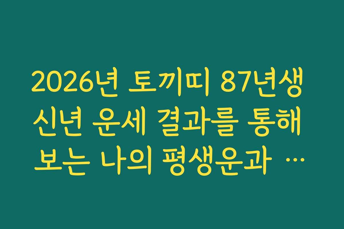 2026년 토끼띠 87년생 신년 운세 결과를 통해 보는 나의 평생운과 대운 흐름