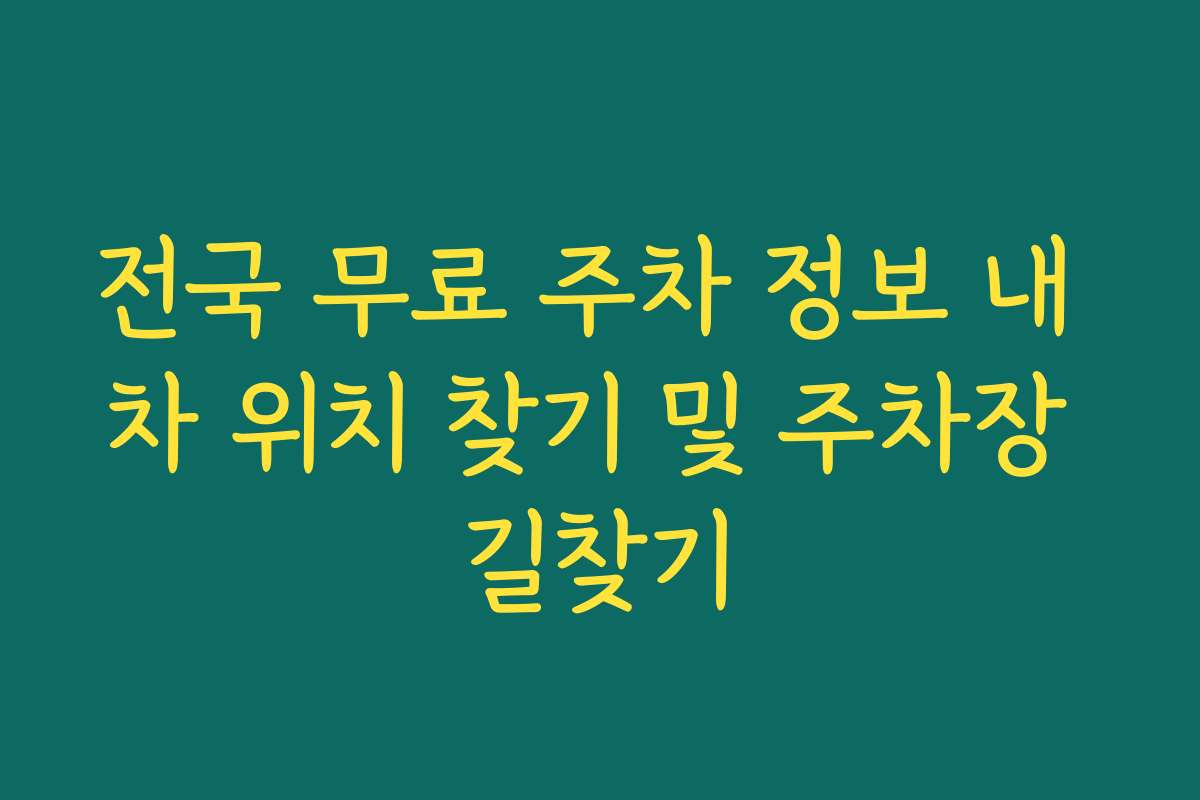 전국 무료 주차 정보 내 차 위치 찾기 및 주차장 길찾기