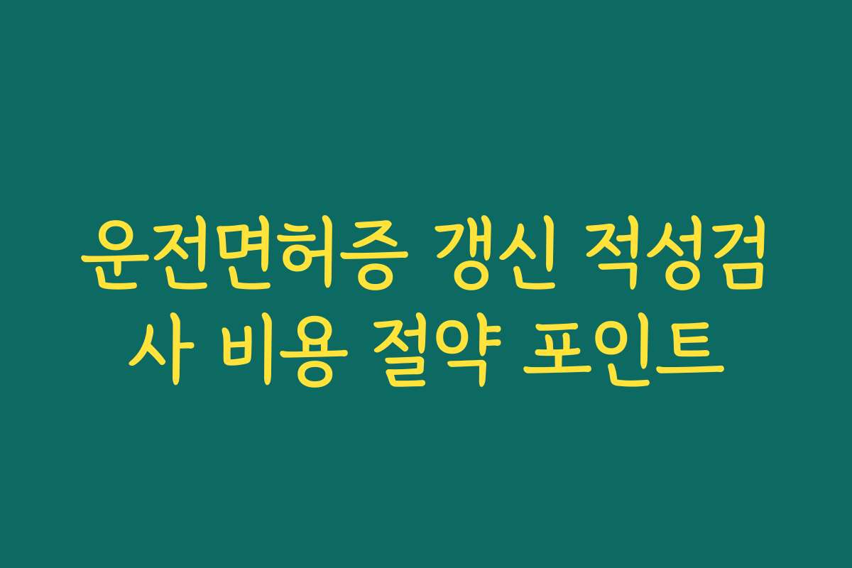 운전면허증 갱신 적성검사 비용 절약 포인트 운전면허증 갱신 적성검사 비용 절약 포인트