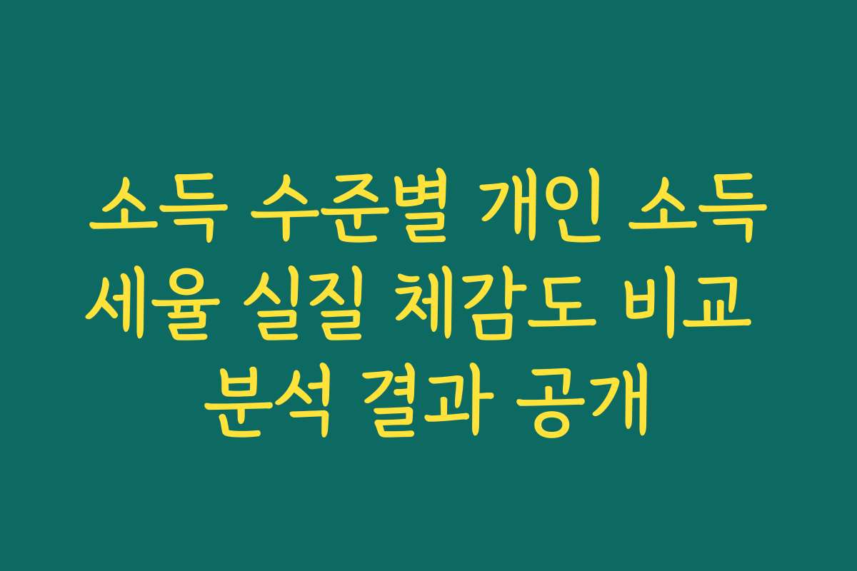 소득 수준별 개인 소득세율 실질 체감도 비교 분석 결과 공개