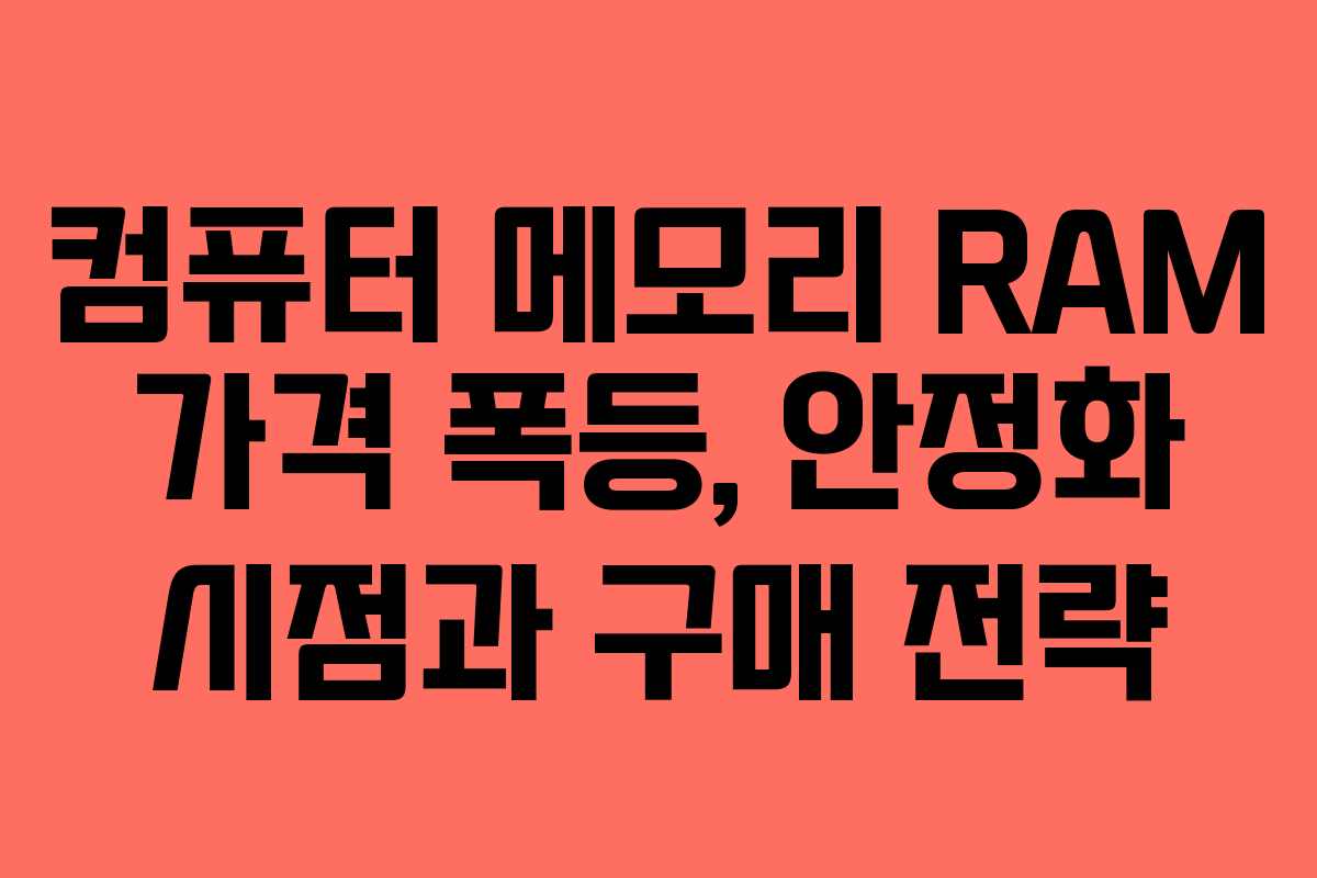 컴퓨터 메모리 RAM 가격 폭등, 안정화 시점과 구매 전략