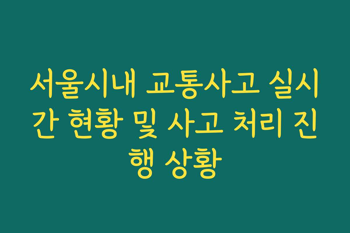 서울시내 교통사고 실시간 현황 및 사고 처리 진행 상황 서울시내 교통사고 실시간 현황 및 사고 처리 진행 상황