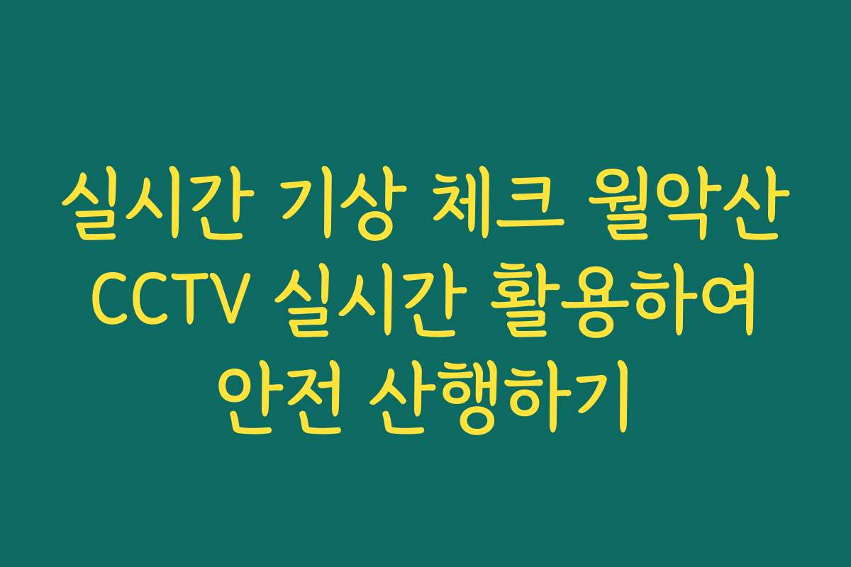 실시간 기상 체크 월악산 CCTV 실시간 활용하여 안전 산행하기
