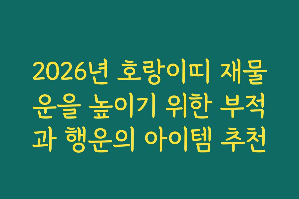 2026년 호랑이띠 재물운을 높이기 위한 부적과 행운의 아이템 추천 2026년 호랑이띠 재물운을 높이기 위한 부적과 행운의 아이템 추천