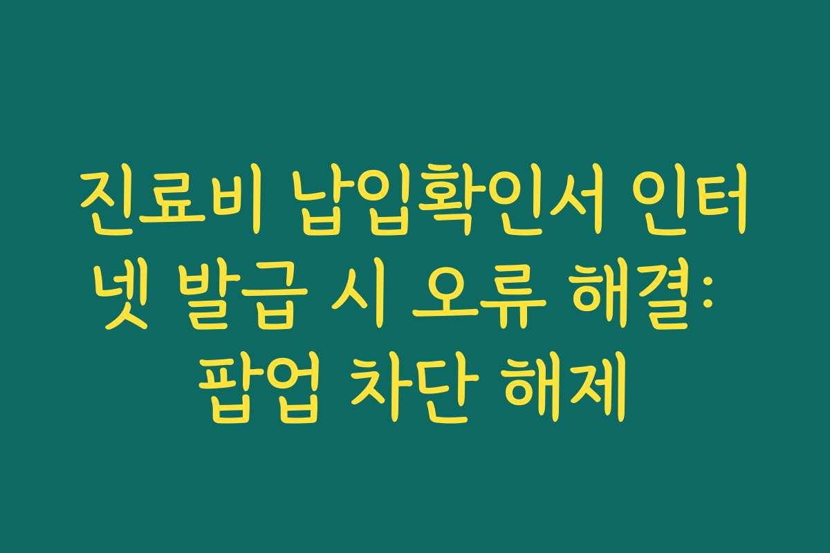 진료비 납입확인서 인터넷 발급 시 오류 해결: 팝업 차단 해제