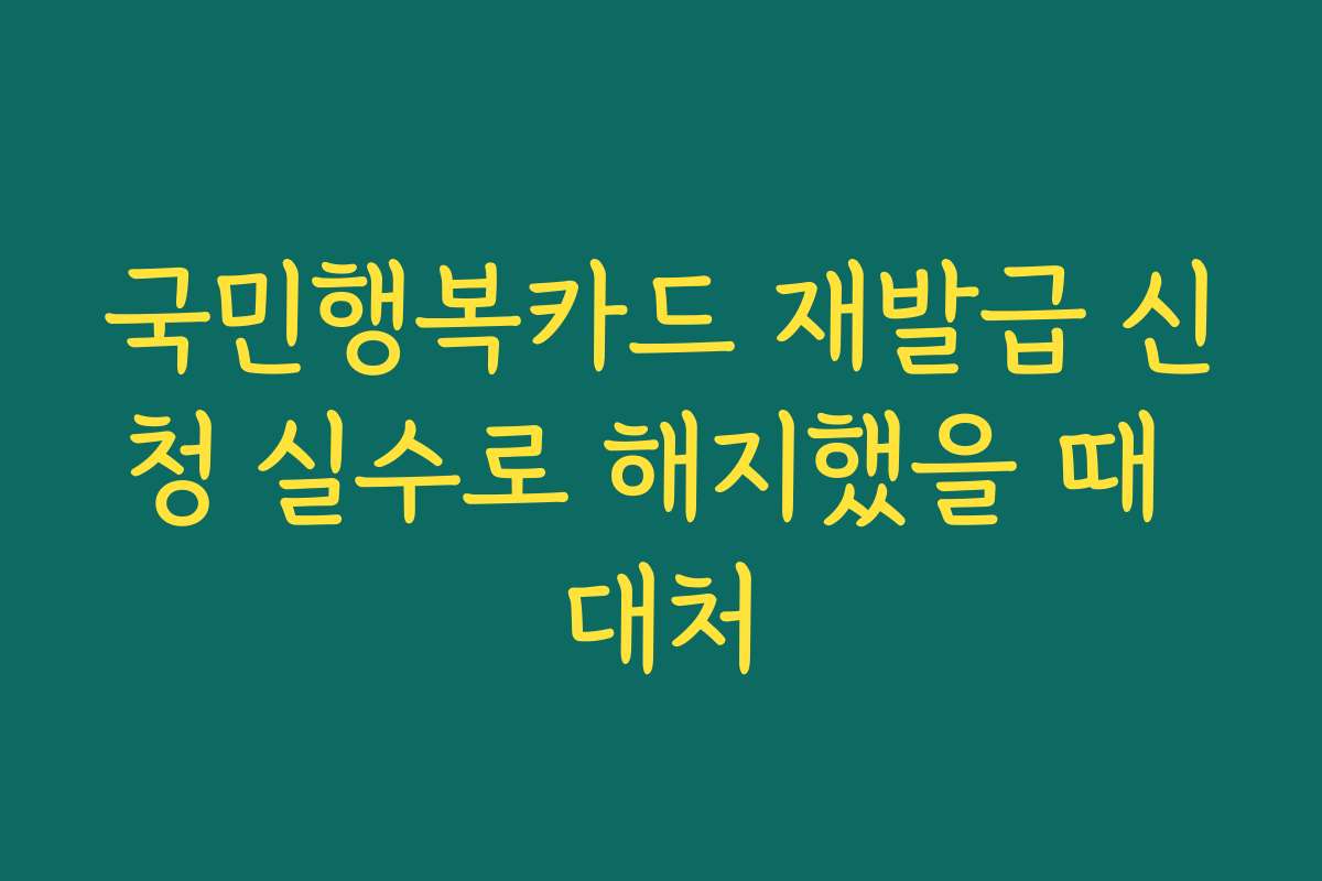국민행복카드 재발급 신청 실수로 해지했을 때 대처