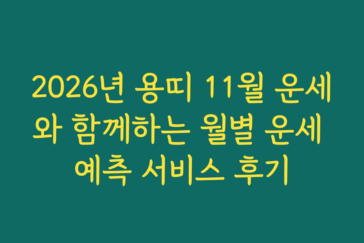 2026년 용띠 11월 운세와 함께하는 월별 운세 예측 서비스 후기