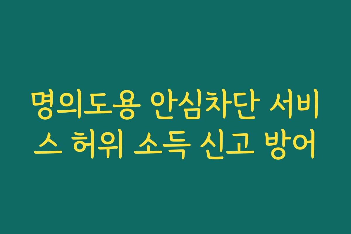 명의도용 안심차단 서비스 허위 소득 신고 방어