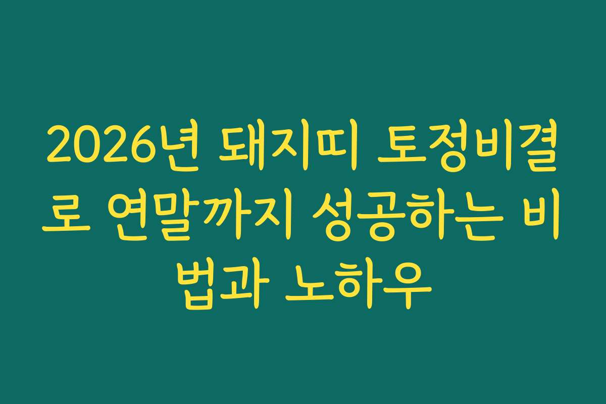 2026년 돼지띠 토정비결로 연말까지 성공하는 비법과 노하우