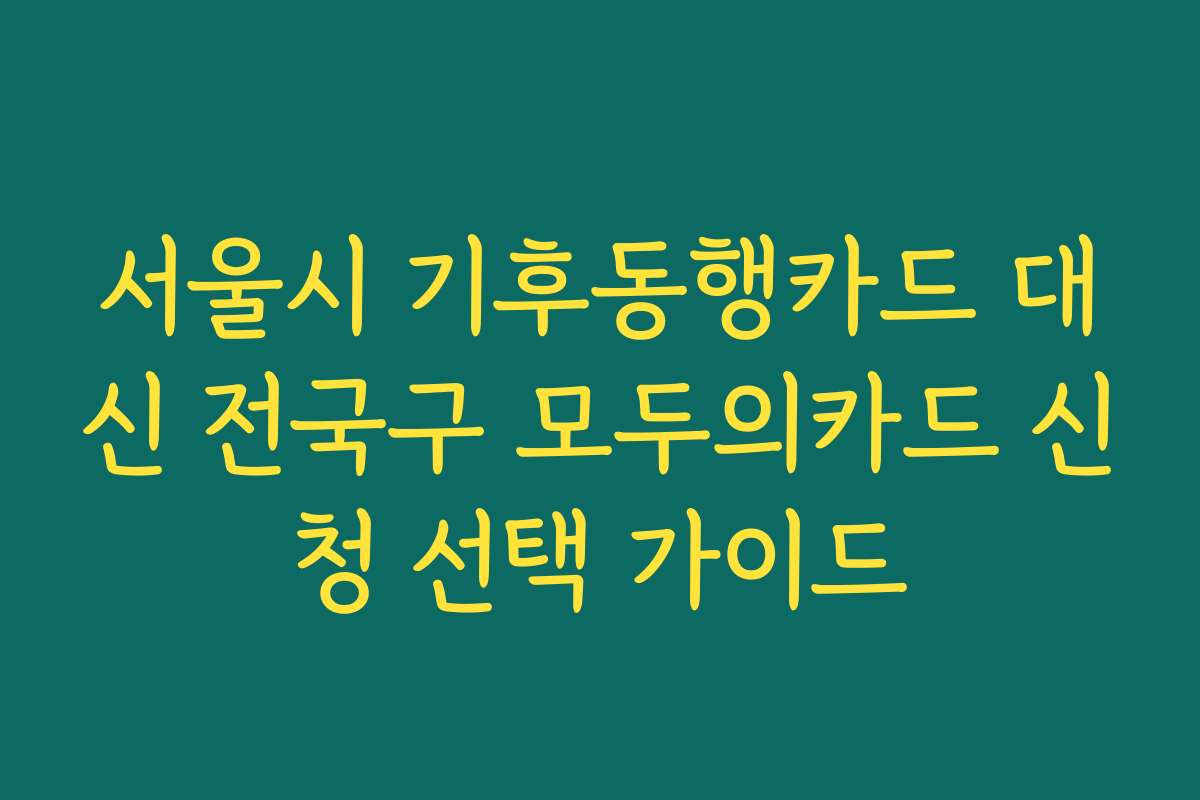 서울시 기후동행카드 대신 전국구 모두의카드 신청 선택 가이드