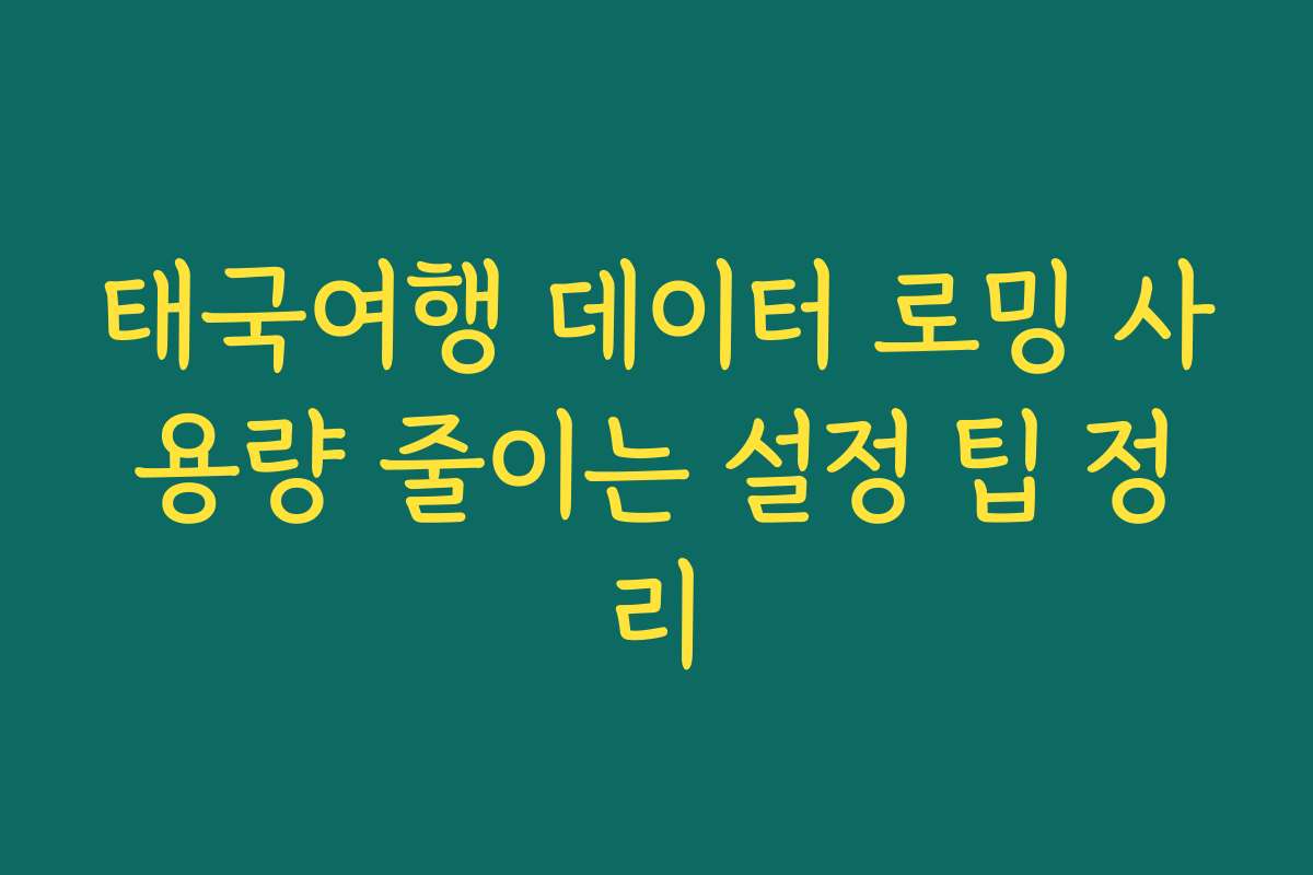 태국여행 데이터 로밍 사용량 줄이는 설정 팁 정리