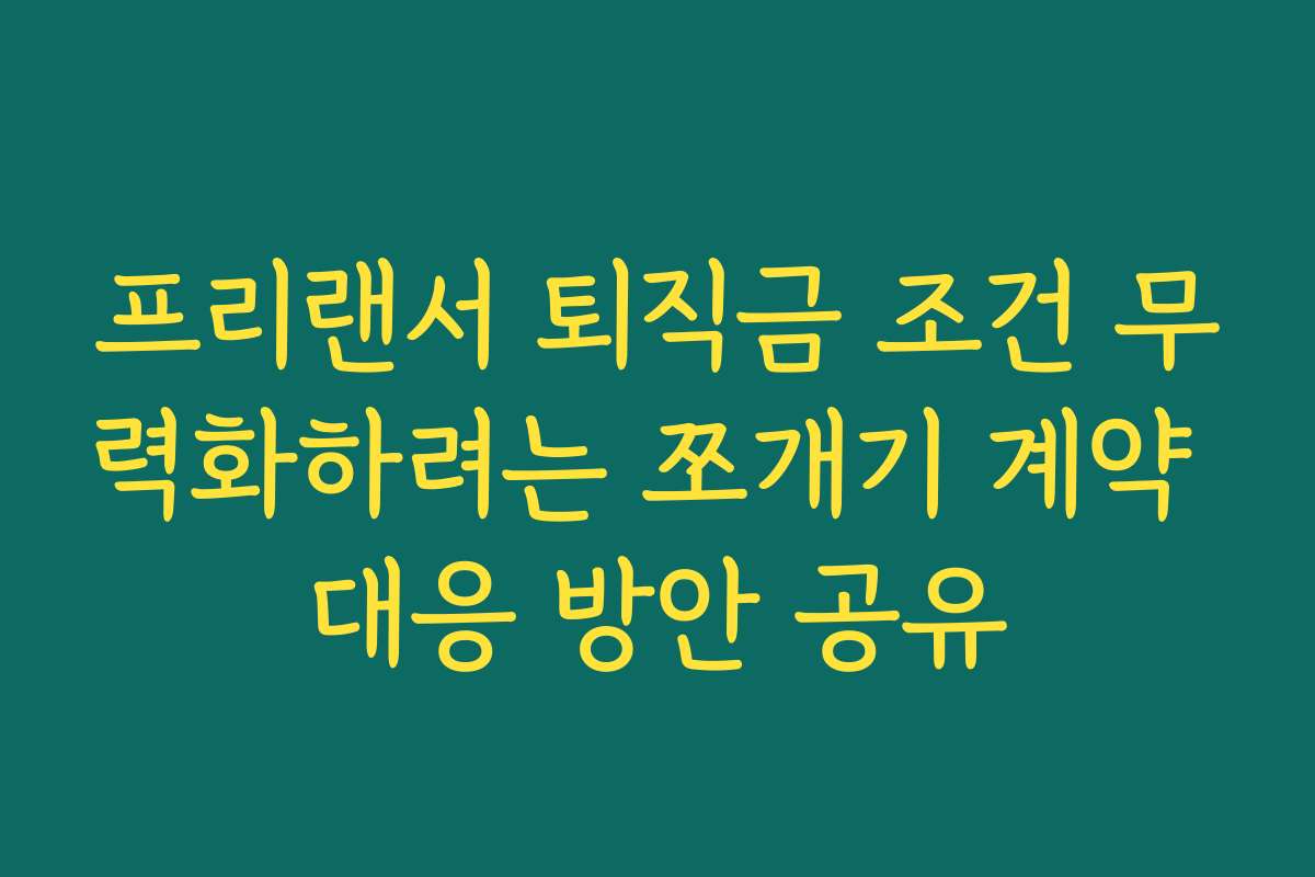 프리랜서 퇴직금 조건 무력화하려는 쪼개기 계약 대응 방안 공유