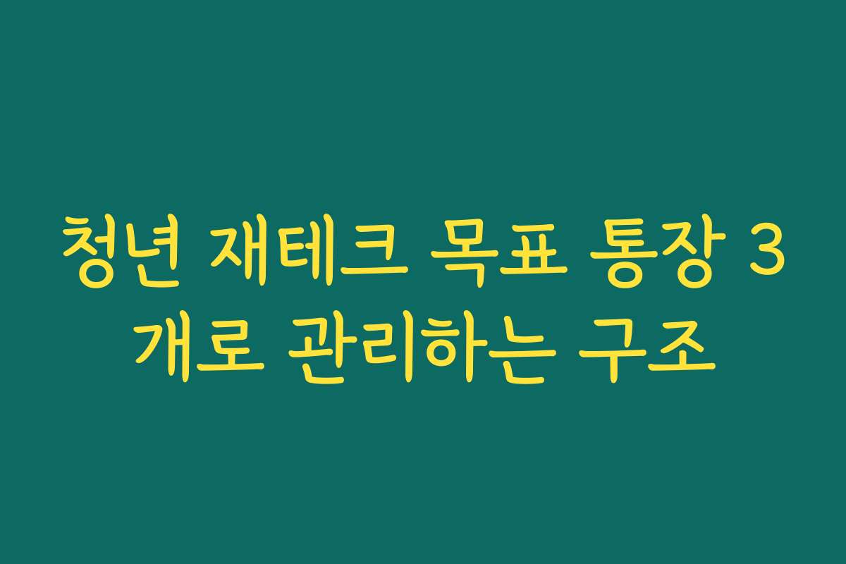 청년 재테크 목표 통장 3개로 관리하는 구조