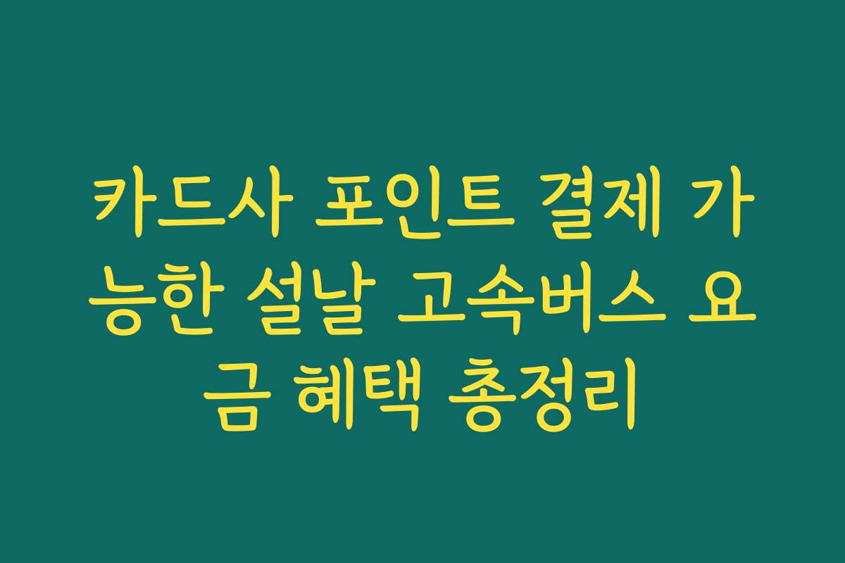 카드사 포인트 결제 가능한 설날 고속버스 요금 혜택 총정리