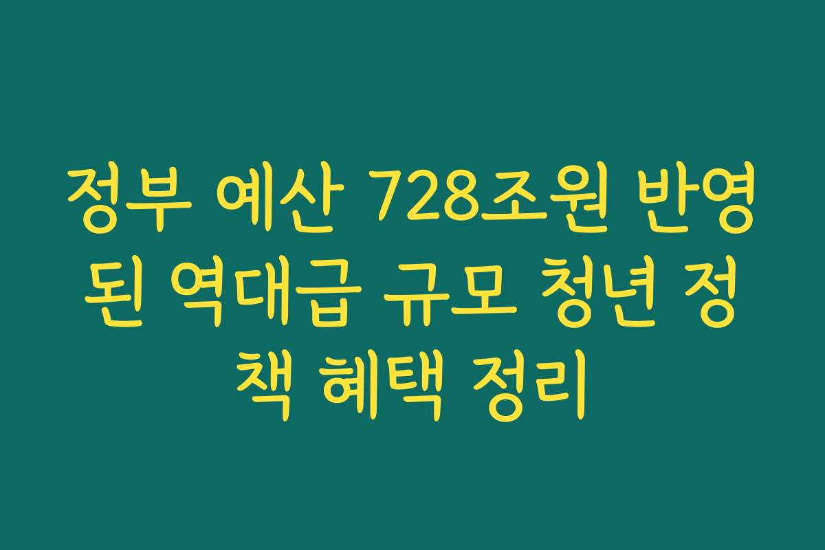 정부 예산 728조원 반영된 역대급 규모 청년 정책 혜택 정리