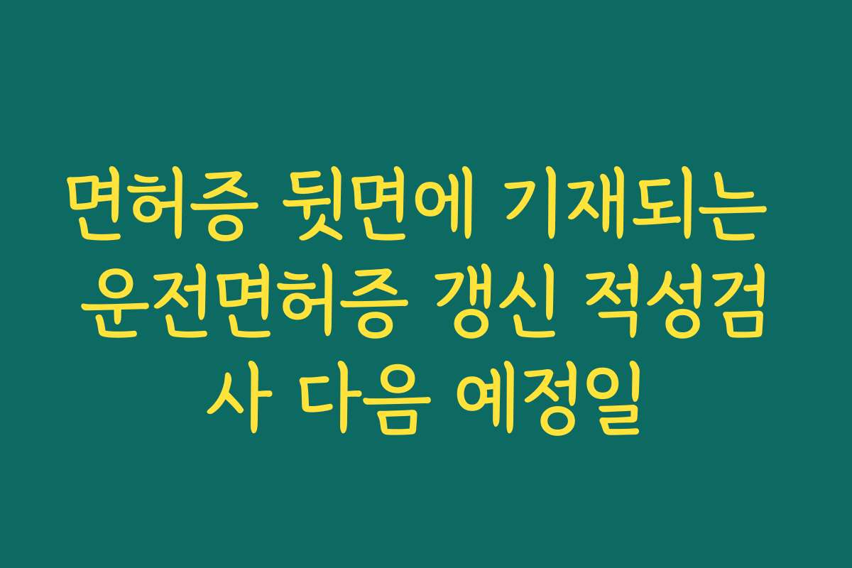 면허증 뒷면에 기재되는 운전면허증 갱신 적성검사 다음 예정일