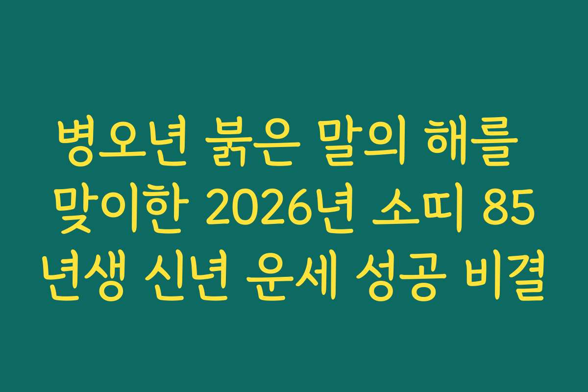 병오년 붉은 말의 해를 맞이한 2026년 소띠 85년생 신년 운세 성공 비결