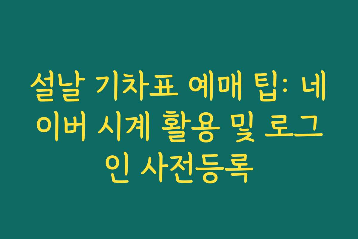 설날 기차표 예매 팁: 네이버 시계 활용 및 로그인 사전등록 설날 기차표 예매 팁: 네이버 시계 활용 및 로그인 사전등록