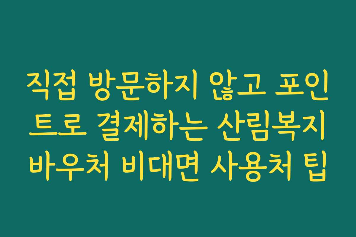 직접 방문하지 않고 포인트로 결제하는 산림복지바우처 비대면 사용처 팁