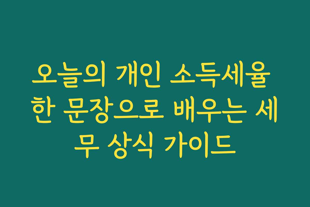 오늘의 개인 소득세율 한 문장으로 배우는 세무 상식 가이드