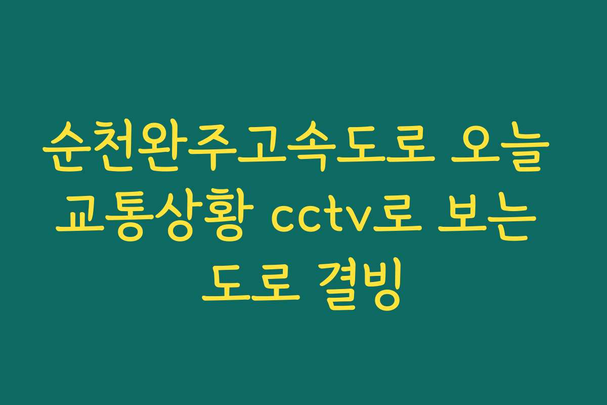 순천완주고속도로 오늘 교통상황 cctv로 보는 도로 결빙