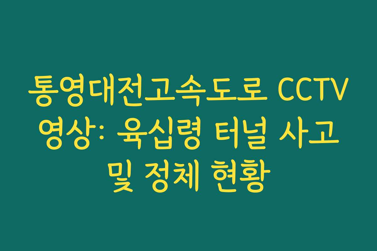 통영대전고속도로 CCTV 영상: 육십령 터널 사고 및 정체 현황