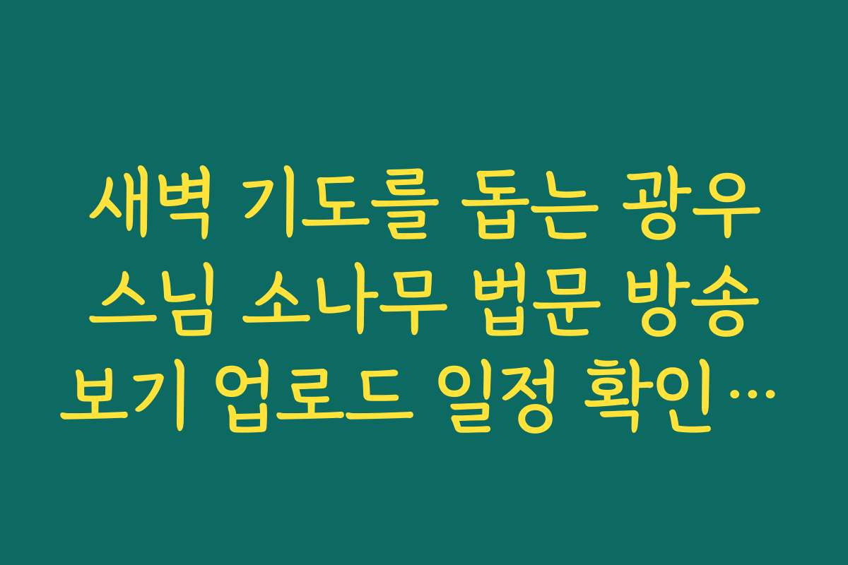 새벽 기도를 돕는 광우스님 소나무 법문 방송보기 업로드 일정 확인하기