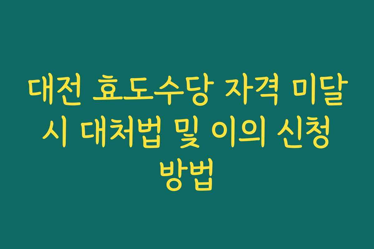 대전 효도수당 자격 미달 시 대처법 및 이의 신청 방법