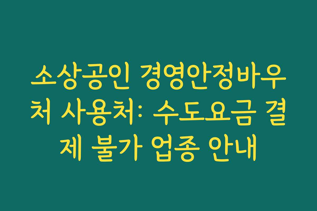 소상공인 경영안정바우처 사용처: 수도요금 결제 불가 업종 안내