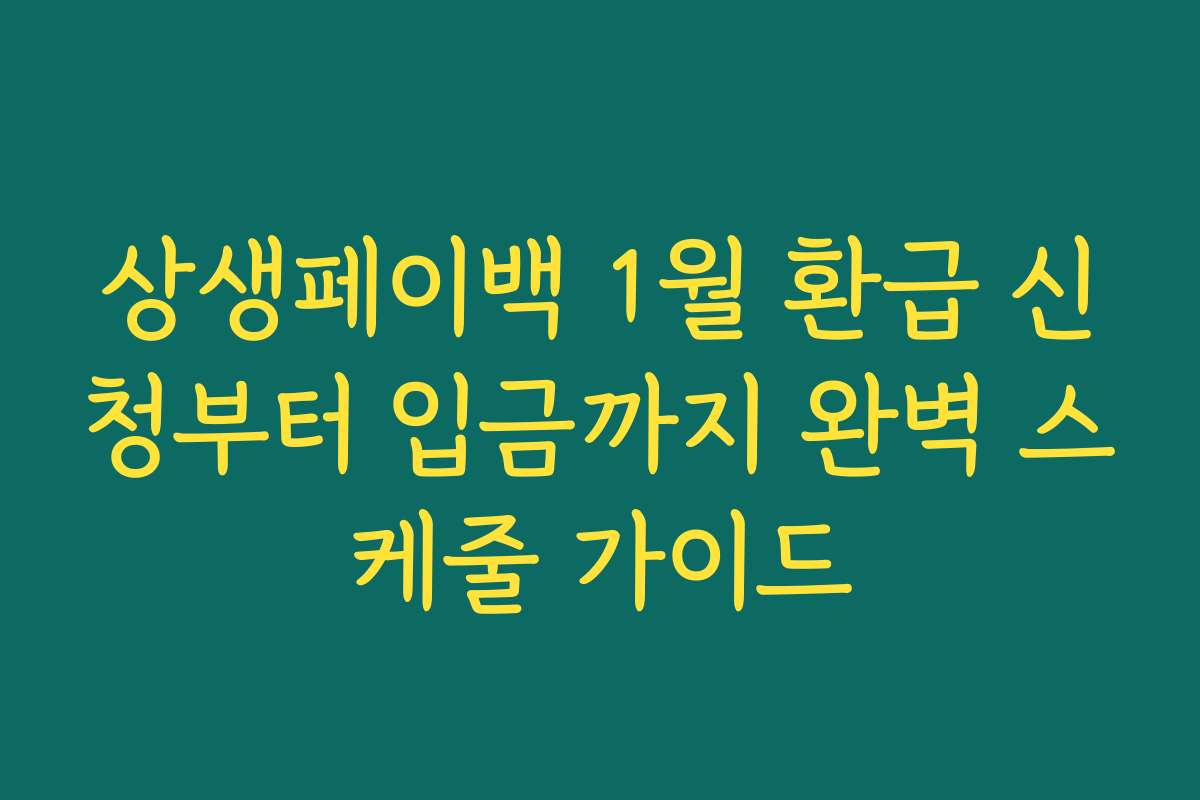 상생페이백 1월 환급 신청부터 입금까지 완벽 스케줄 가이드