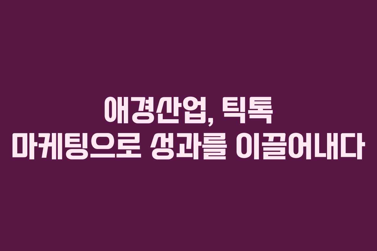 애경산업, 틱톡 마케팅으로 성과를 이끌어내다