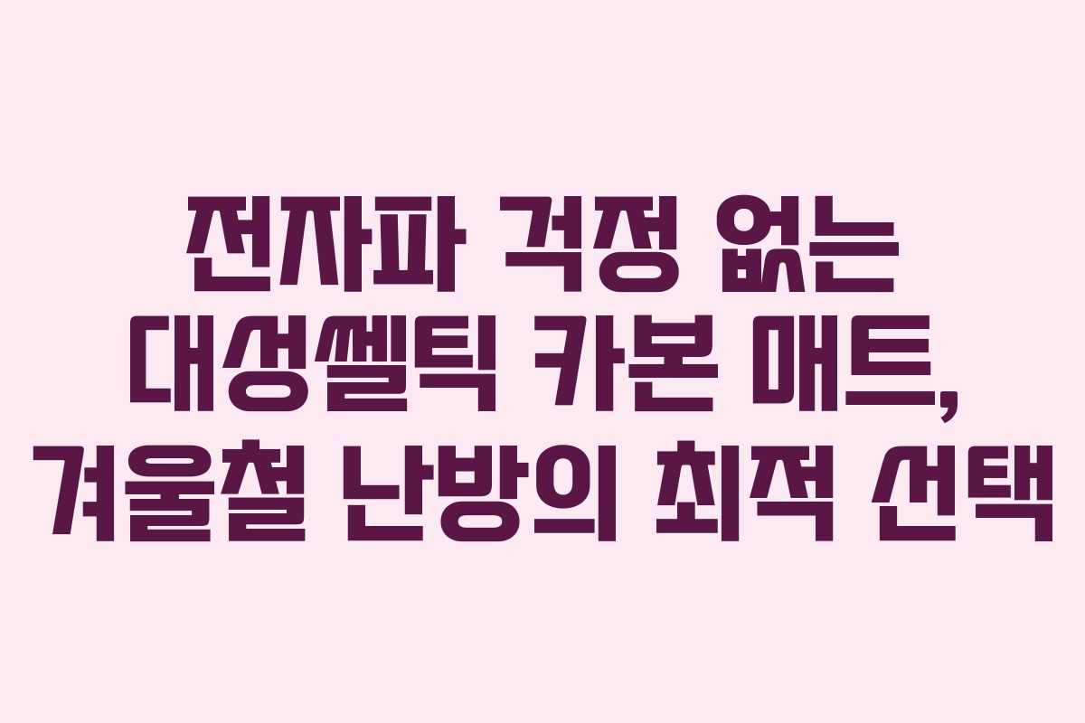 전자파 걱정 없는 대성쎌틱 카본 매트, 겨울철 난방의 최적 선택 전자파 걱정 없는 대성쎌틱 카본 매트, 겨울철 난방의 최적 선택
