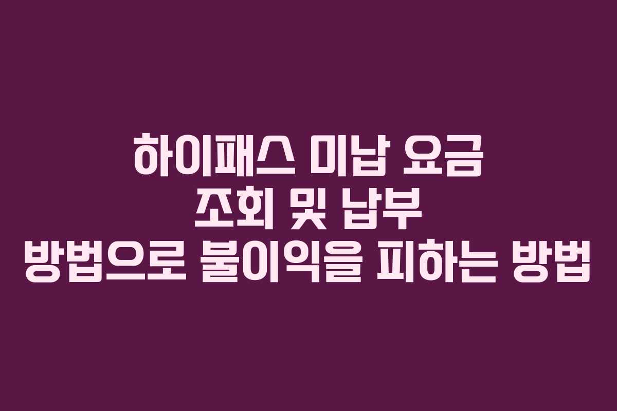 하이패스 미납 요금 조회 및 납부 방법으로 불이익을 피하는 방법