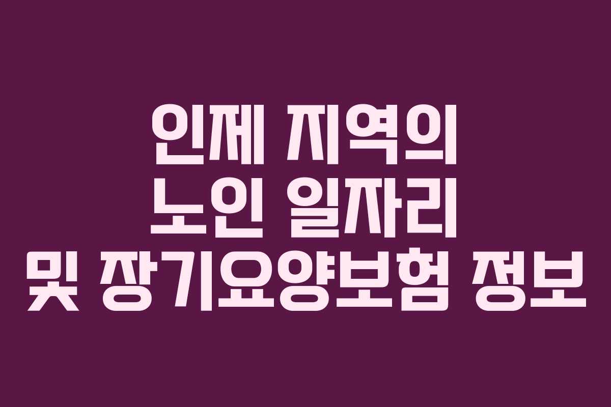 인제 지역의 노인 일자리 및 장기요양보험 정보