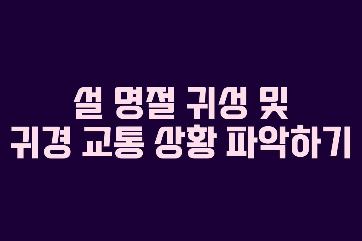 설 명절 귀성 및 귀경 교통 상황 파악하기