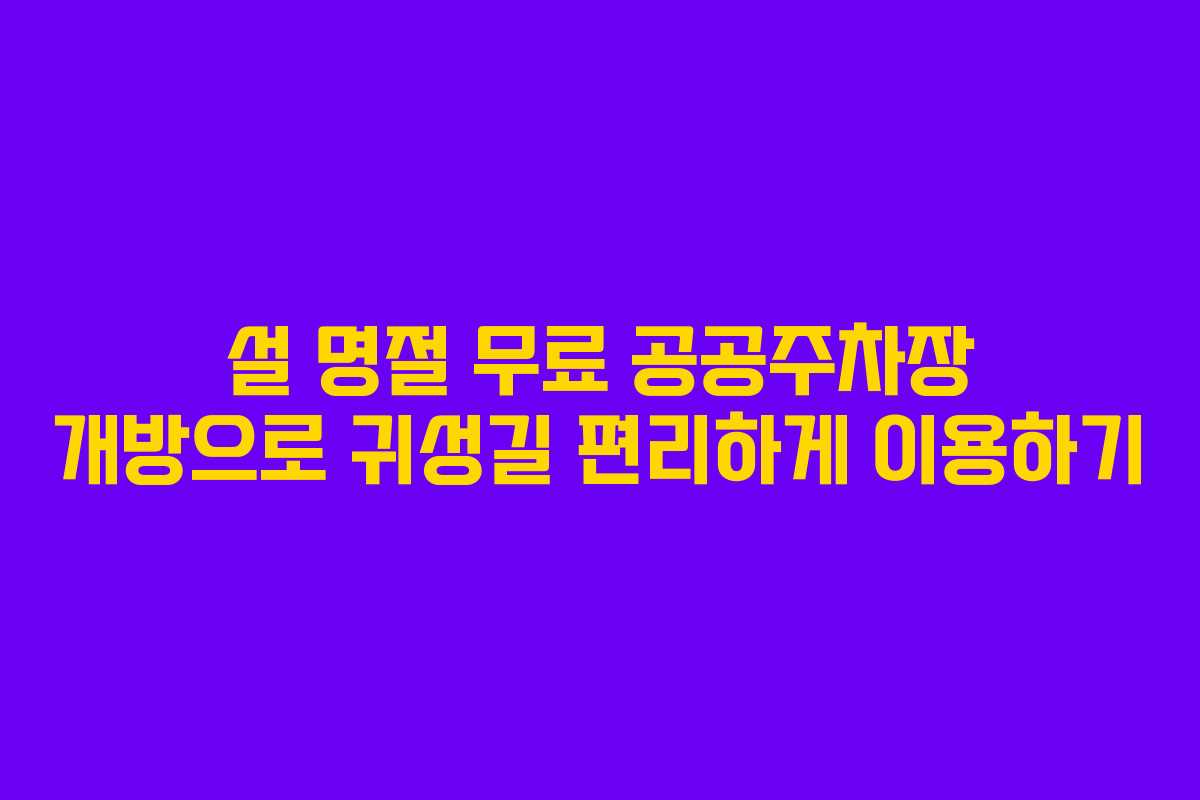 설 명절 무료 공공주차장 개방으로 귀성길 편리하게 이용하기