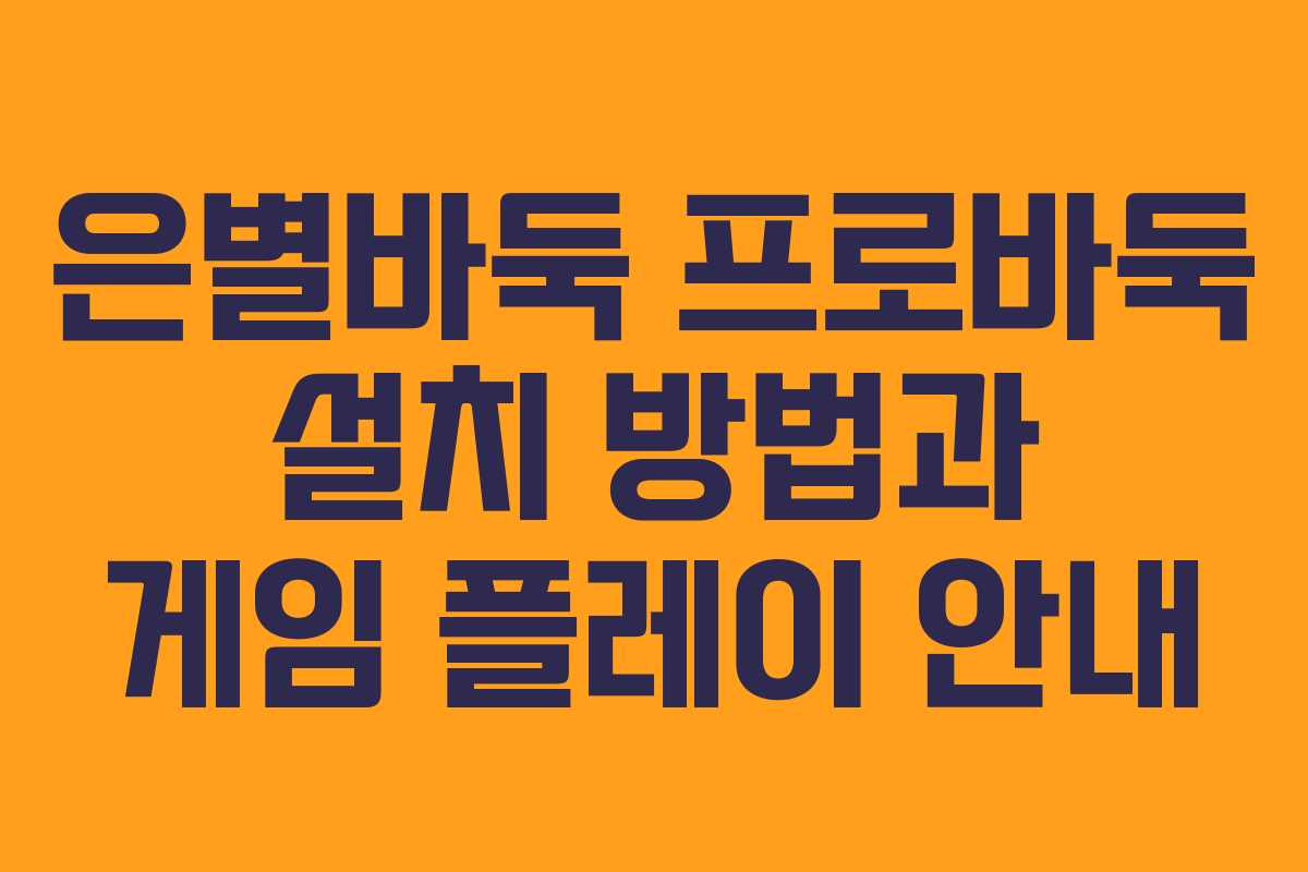 은별바둑 프로바둑 설치 방법과 게임 플레이 안내