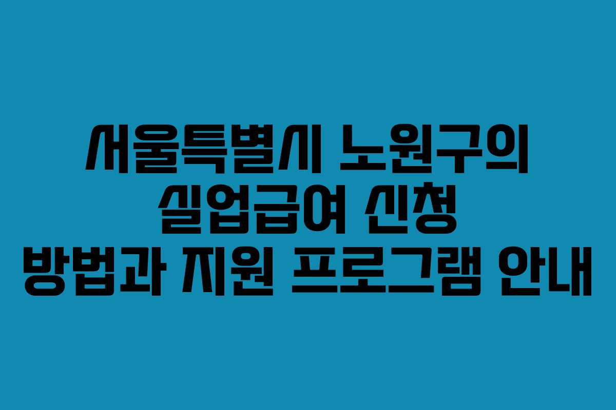 서울특별시 노원구의 실업급여 신청 방법과 지원 프로그램 안내 서울특별시 노원구의 실업급여 신청 방법과 지원 프로그램 안내