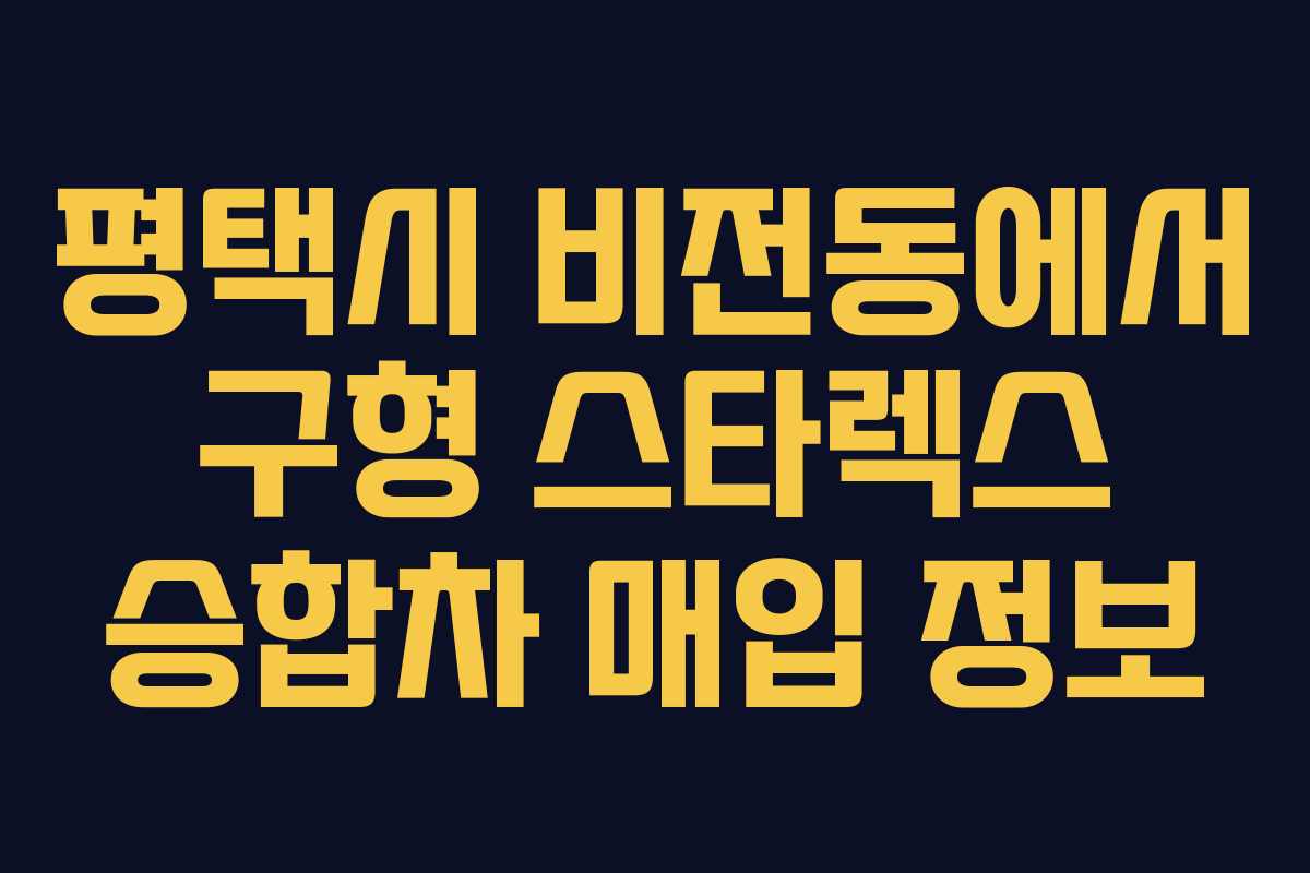 평택시 비전동에서 구형 스타렉스 승합차 매입 정보