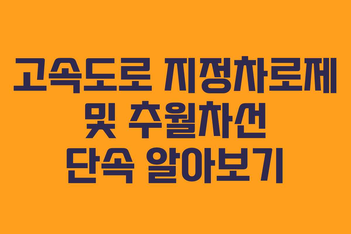 고속도로 지정차로제 및 추월차선 단속 알아보기