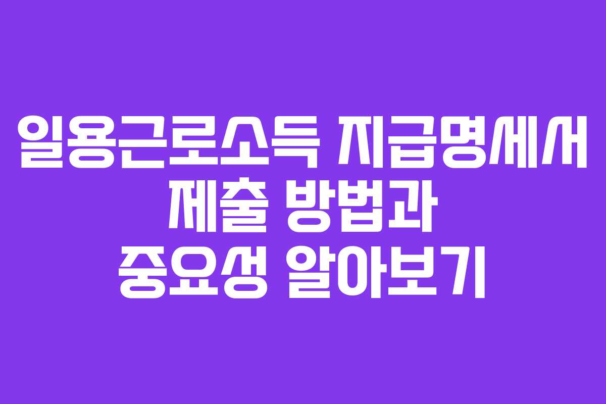 일용근로소득 지급명세서 제출 방법과 중요성 알아보기 일용근로소득 지급명세서 제출 방법과 중요성 알아보기