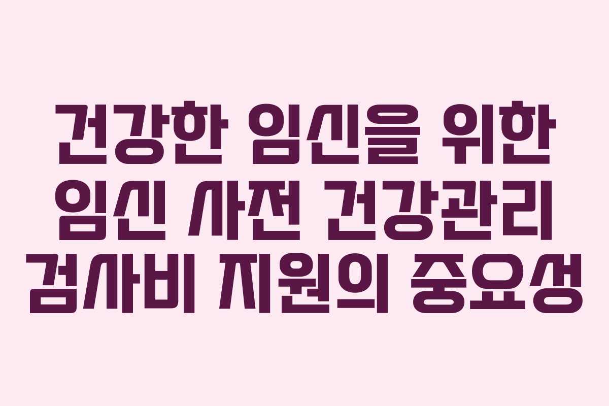 건강한 임신을 위한 임신 사전 건강관리 검사비 지원의 중요성