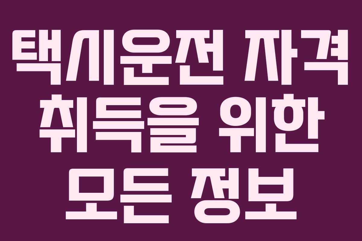 택시운전 자격 취득을 위한 모든 정보