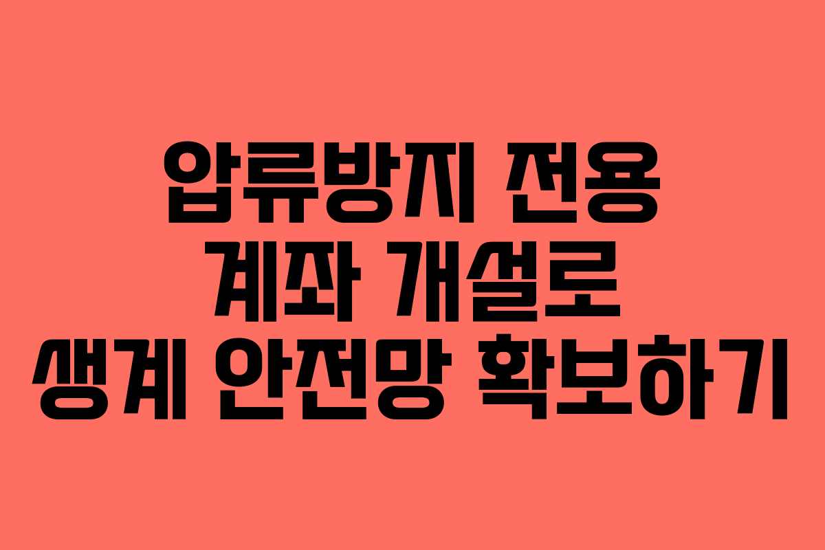 압류방지 전용 계좌 개설로 생계 안전망 확보하기 압류방지 전용 계좌 개설로 생계 안전망 확보하기